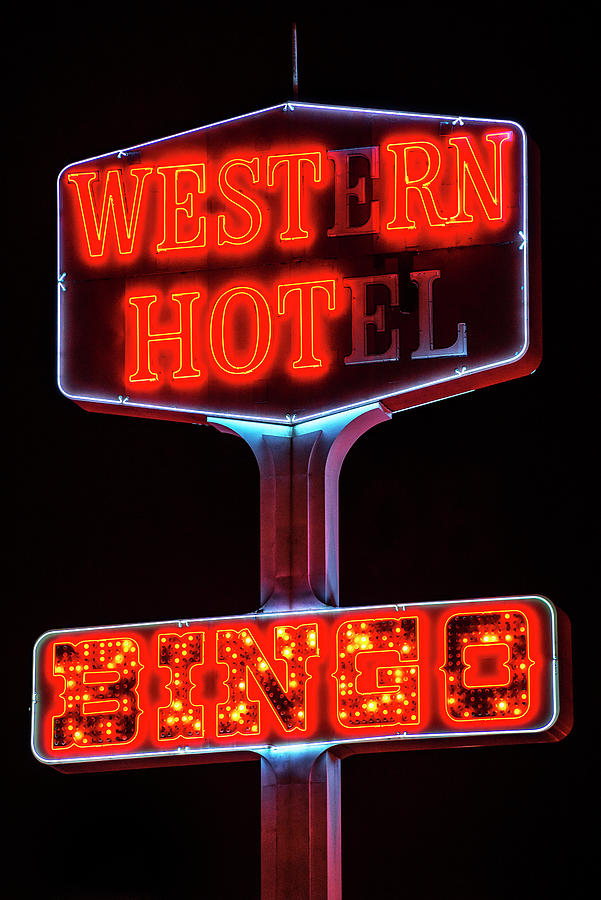 Sign Photograph - American West - Bingo Hotel by Philippe HUGONNARD