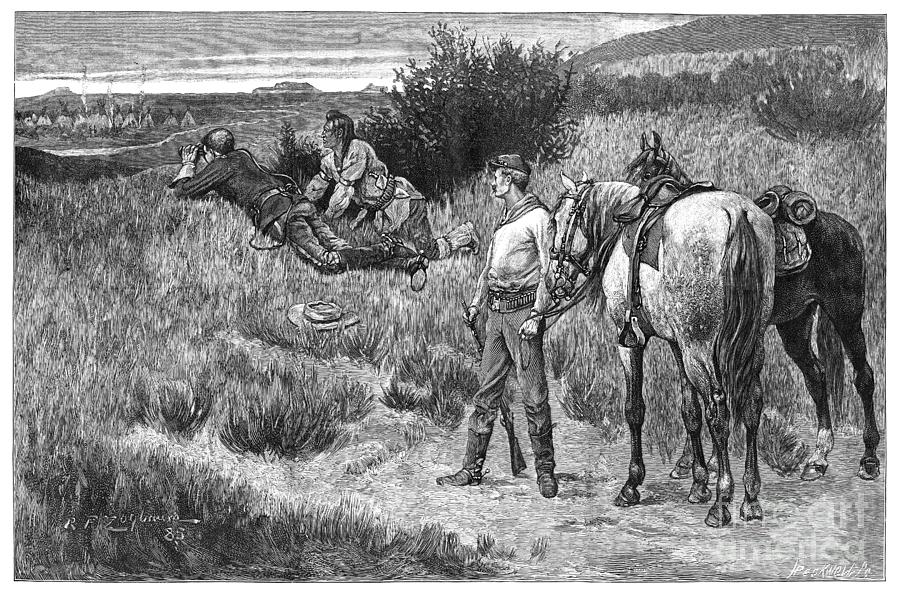 American West Scouting, 1885 Drawing by R F Zogbaum