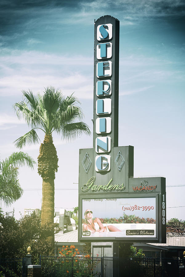Sign Photograph - American West - Vegas Sterling by Philippe HUGONNARD