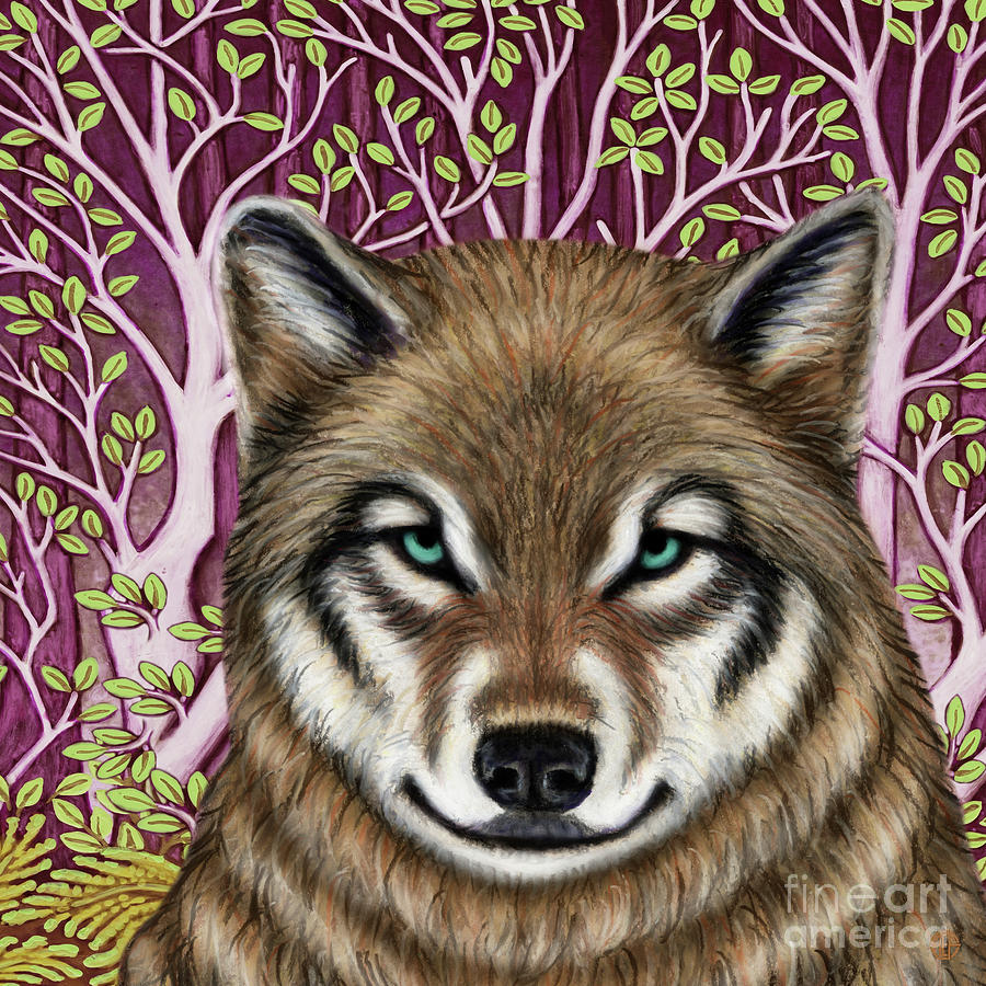 American Wolf Escapade Painting by Amy E Fraser