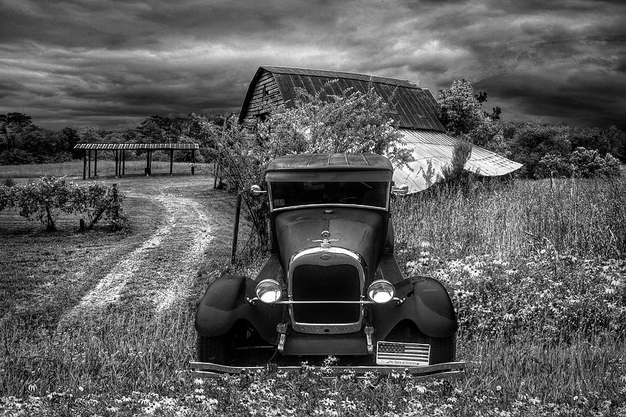 Americana at the Farm in Black and White  Photograph by Debra and Dave Vanderlaan