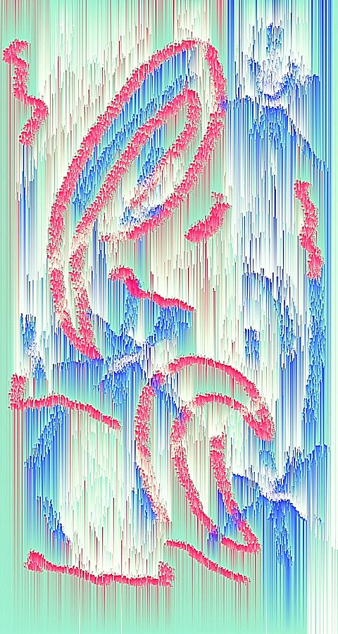 Water Colored Streaks and Red Curves Digital Art by SarahJo Hawes