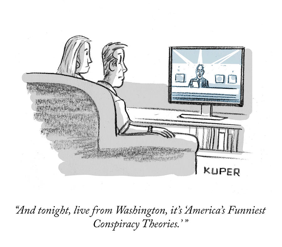 Americas Funniest Conspiracy Theories Drawing by Peter Kuper