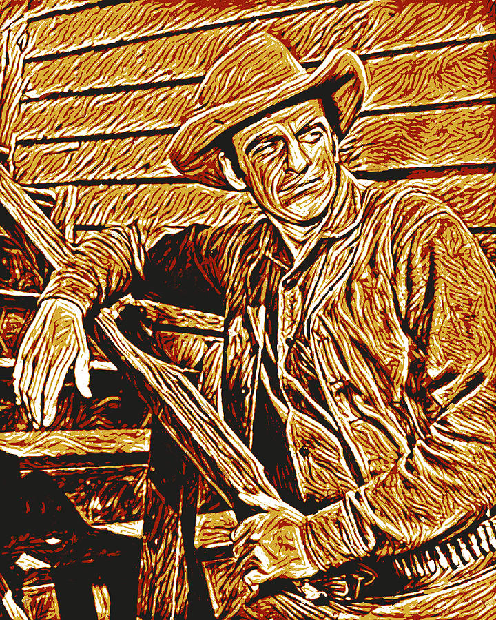 James arness - cowboy yellow Digital Art by Unexpected Object