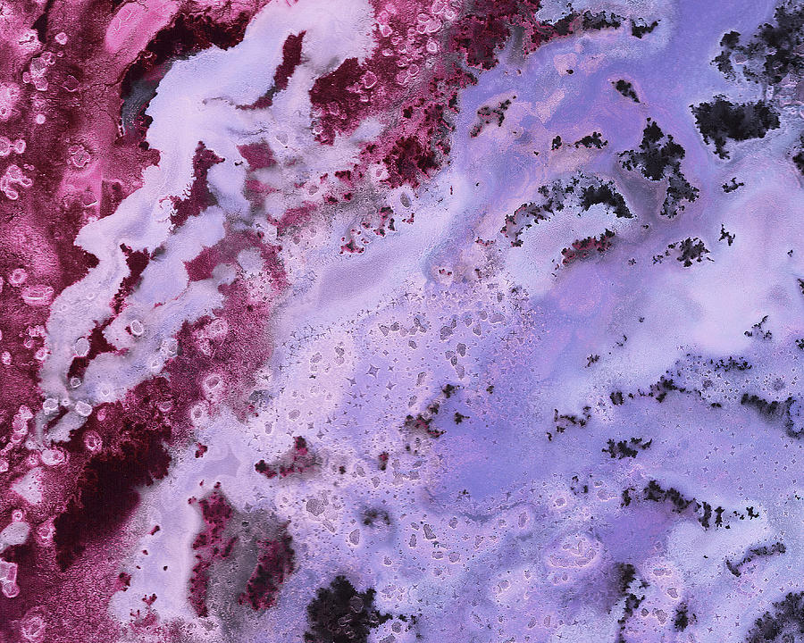 Amethyst Crystals Abstract Watercolor Decor  Painting by Irina Sztukowski