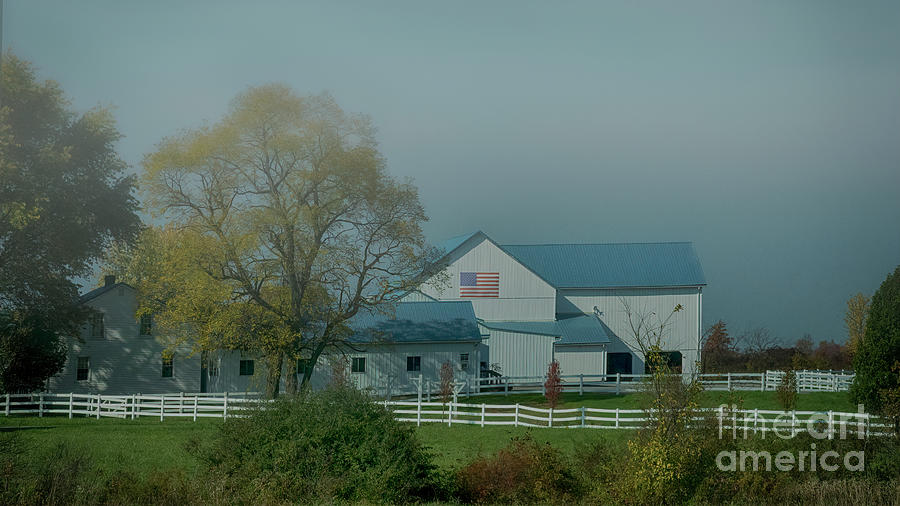 Amish American Foggy Morning Barn Photograph
