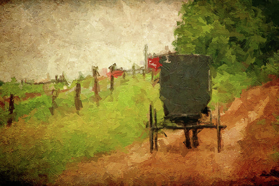 Vintage Painting - Amish Buggy On Dirt Road by Dan Sproul