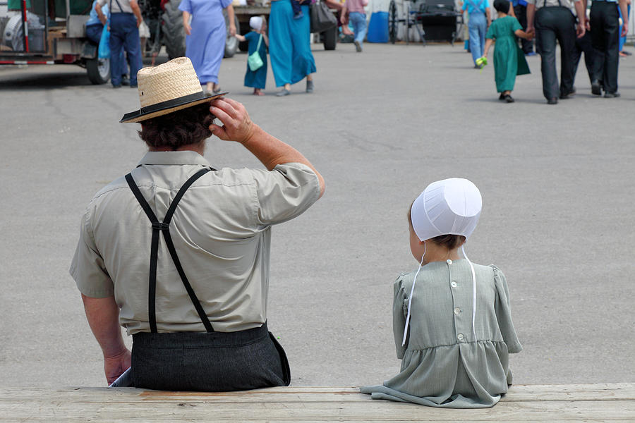 Amish People at Amish Auction in Mt. Hope in Holmes County Photograph by Rainer Grosskopf