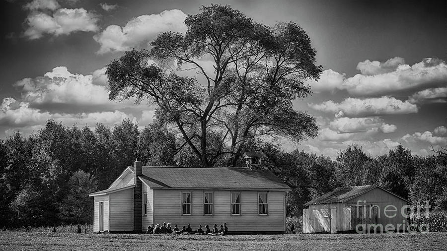 Amish Schoolhouse in Black and White Photograph by Janice Pariza