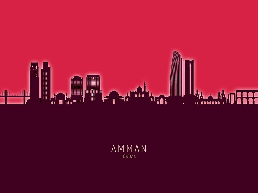 Amman Skyline #01 Digital Art by Michael Tompsett