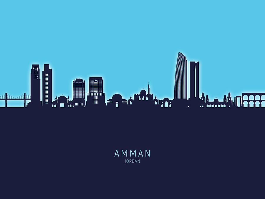 Amman Skyline #98 Digital Art by Michael Tompsett