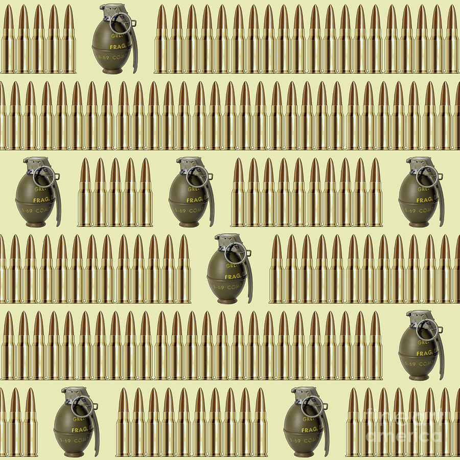 Shell Digital Art - Ammo and grenades pattern by Gaspar Avila