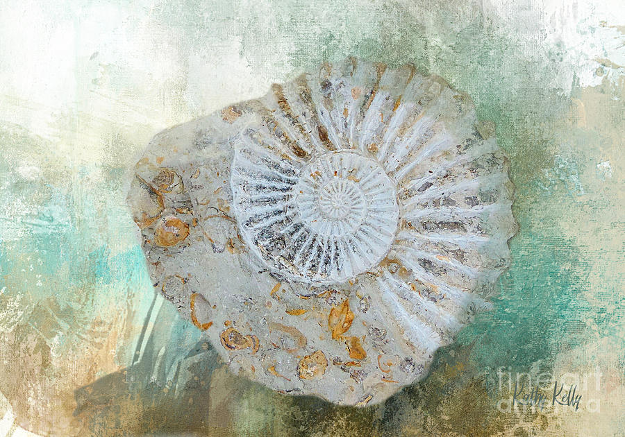 Ammonite Fossil facing Left Mixed Media by Kathy Kelly