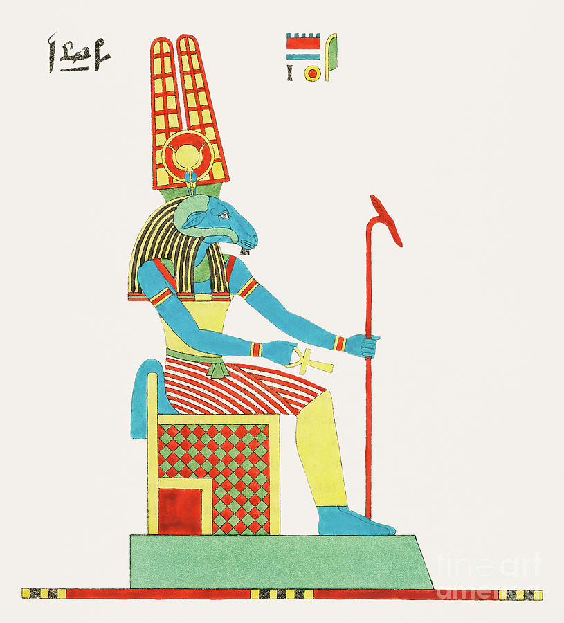 Amon, Amon-ra Illustration From Pantheon Egyptien 1823-1825 By Leon Jean Joseph Dubois 1780-1846..6 Painting
