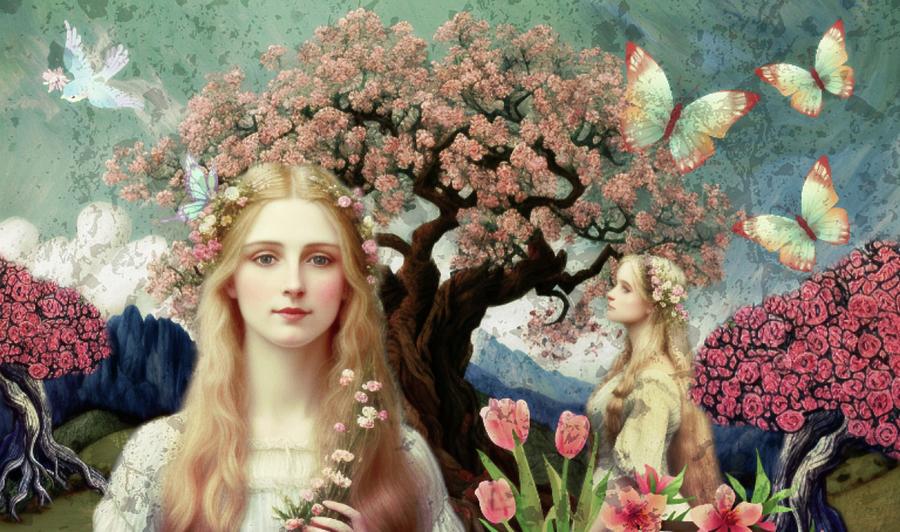 Among The Blossoms  Digital Art by Ally White
