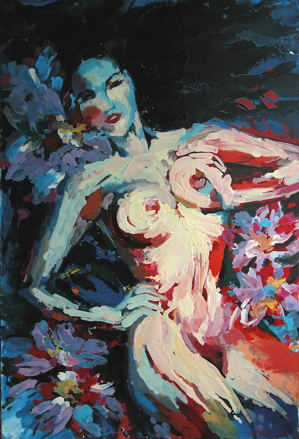 Impressionism Painting - Among the Lotuses by Nelya Shenklyarska