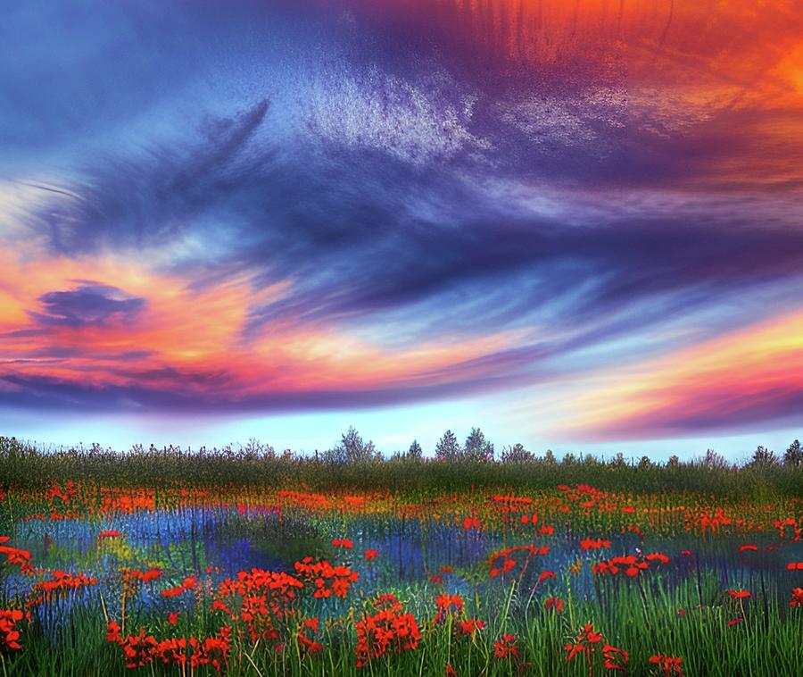 Among The Morning Wildflowers  Digital Art by Ally White