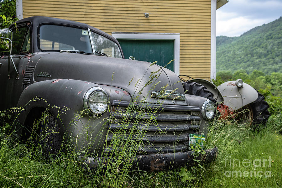 Among the weeds Vintage Chevy Pickup Truck Vermont Photograph by Edward Fielding