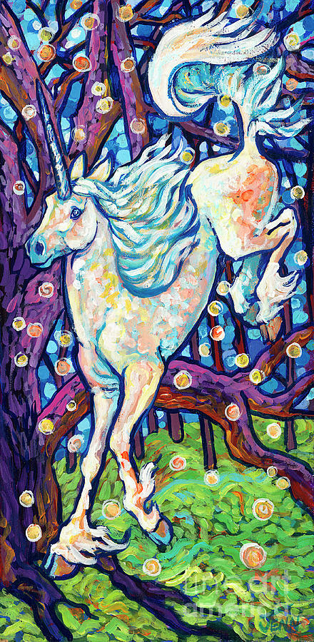Unicorn Painting - Among the Will othe Wisps by Jenn Cunningham