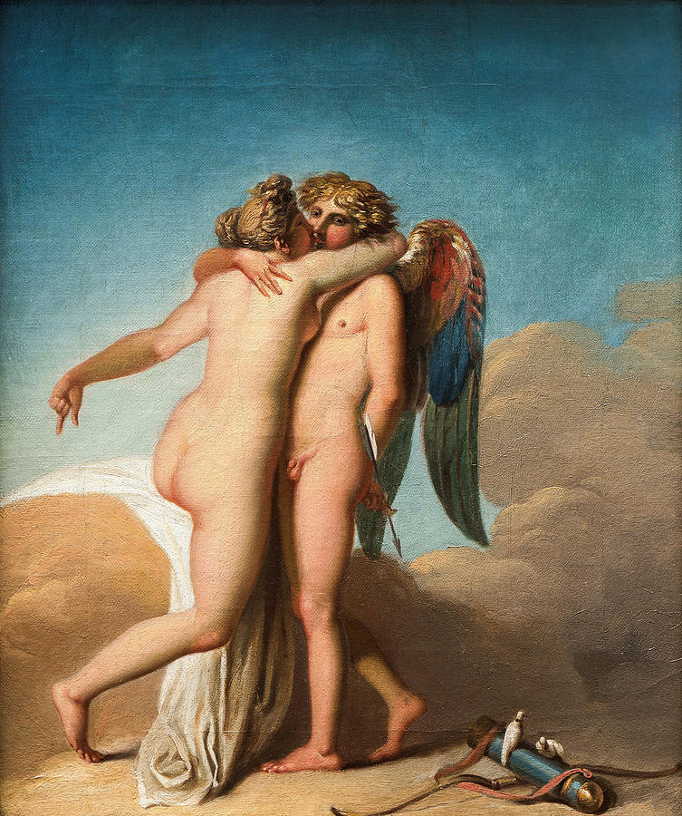 Amor and Psyche embracing each other Painting by Nicolai Abildgaard