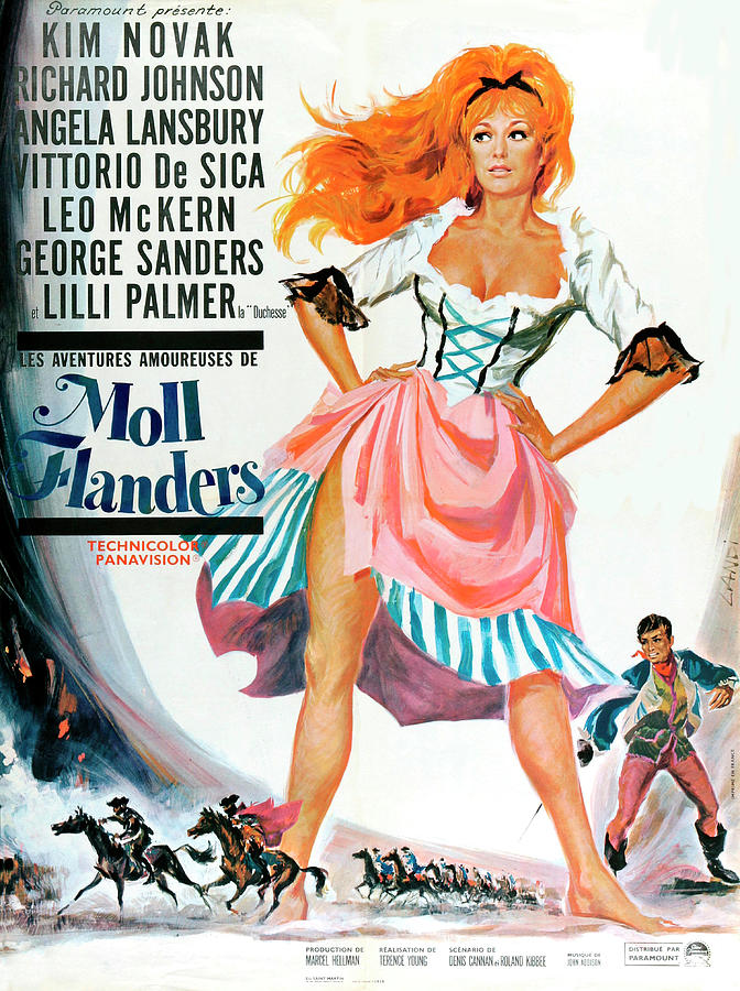 Kim Novak Mixed Media - Amorous Adventures of Moll Flanders, 1965 - art by Michel Landi by Movie World Posters