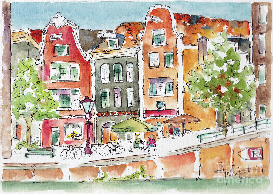 Amsterdam Along Prinsengracht Painting by Pat Katz