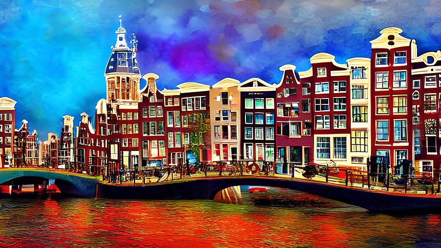 Amsterdam Artwork, Textured Painting Digital Art by Gammy Sphere - Fine ...