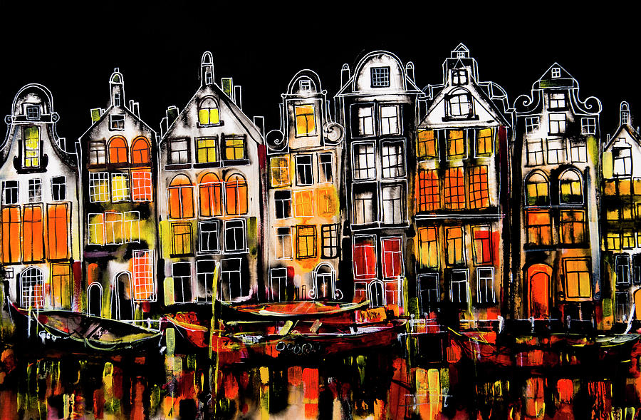Amsterdam At Night Painting