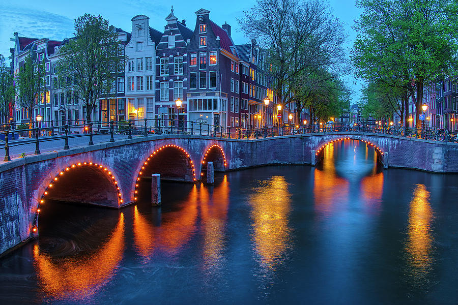 Amsterdam at Night Photograph by Juergen Roth
