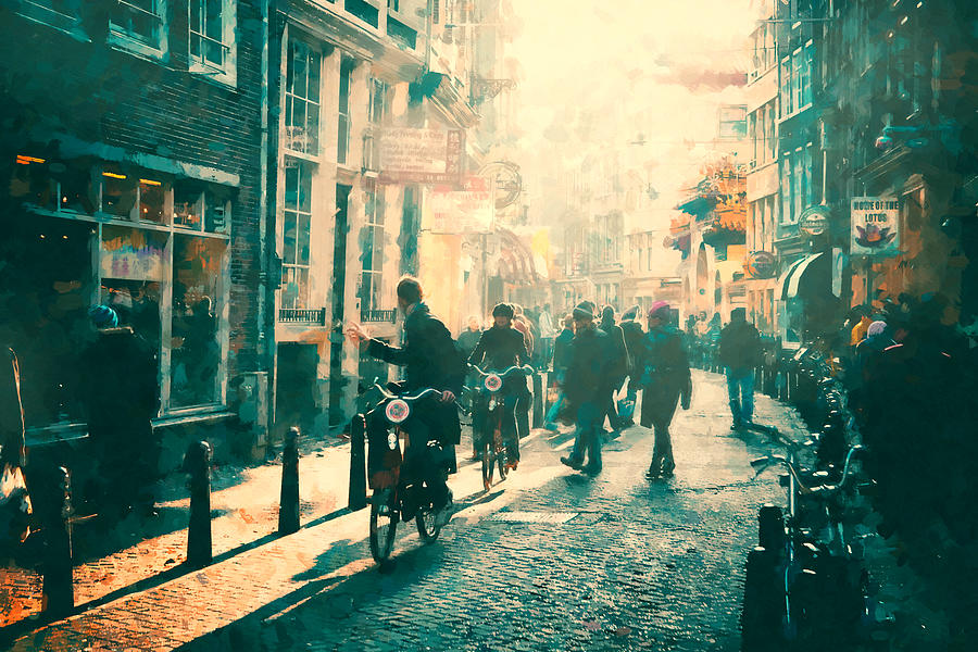 Amsterdam. Bicycles and Life.  Digital Art by Edward Galagan