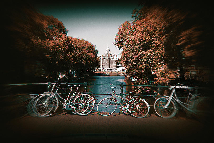 Amsterdam. Bicycles and Old History. New look Digital Art by Edward Galagan