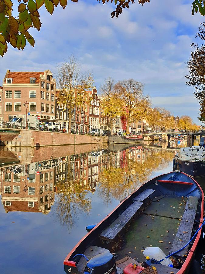 Amsterdam Canal Boat Photograph by Andrea Whitaker