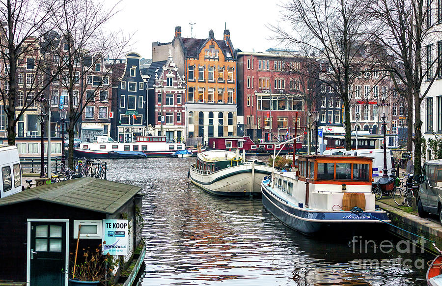 Amsterdam Canal Boats and Houses Photograph by John Rizzuto