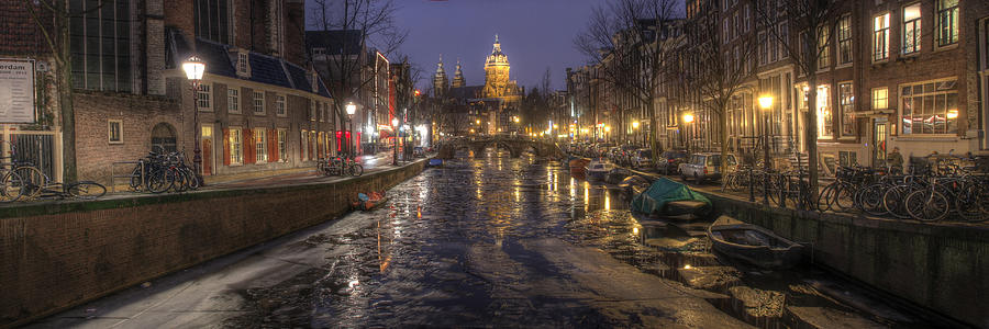 Amsterdam Canal in Winter Photograph by Geoff Harrison