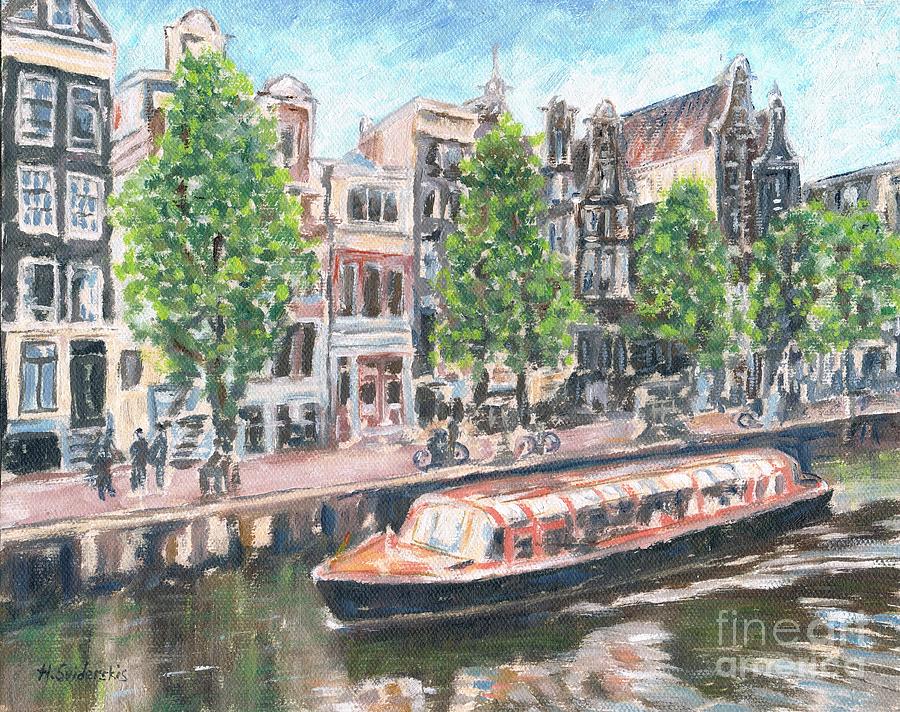 Amsterdam, Holland, City Of Canals And Boats. Painting