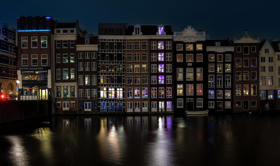 Amsterdam houses by  night Photograph by Pietro Ebner