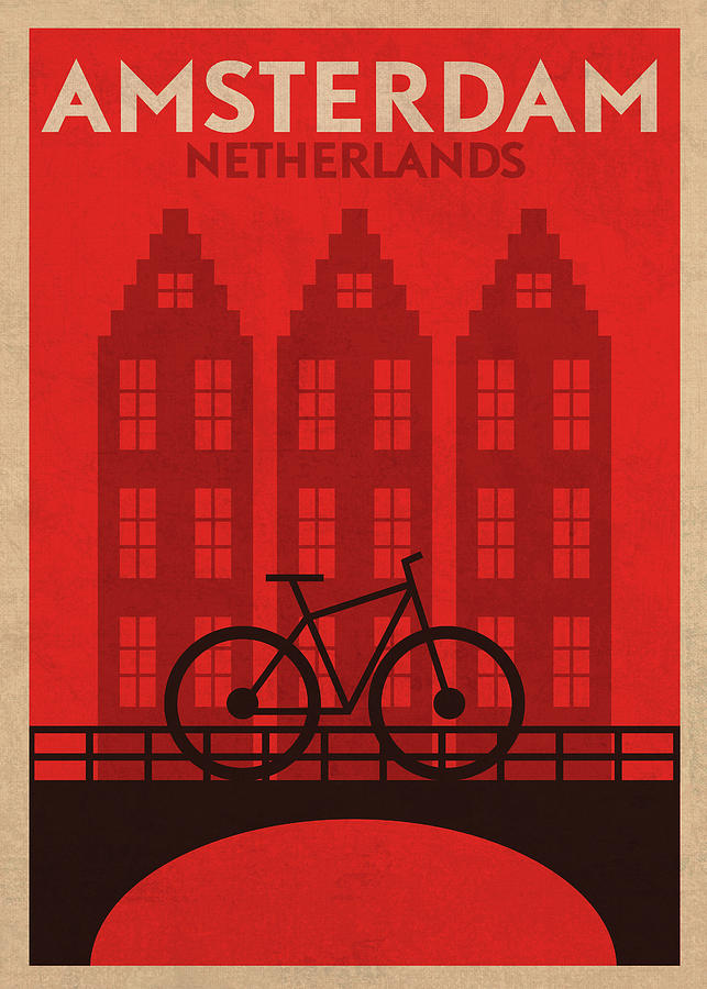 Eenvoud Ook Stoutmoedig Amsterdam Retro Vintage Travel Poster Mixed Media by Design Turnpike - Fine  Art America