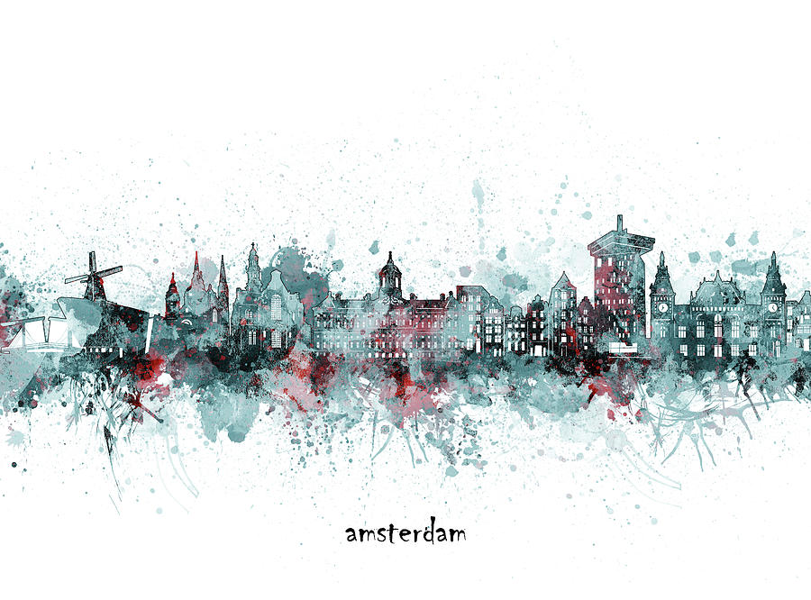 Amsterdam Skyline Artistic V2 Digital Art by Bekim M