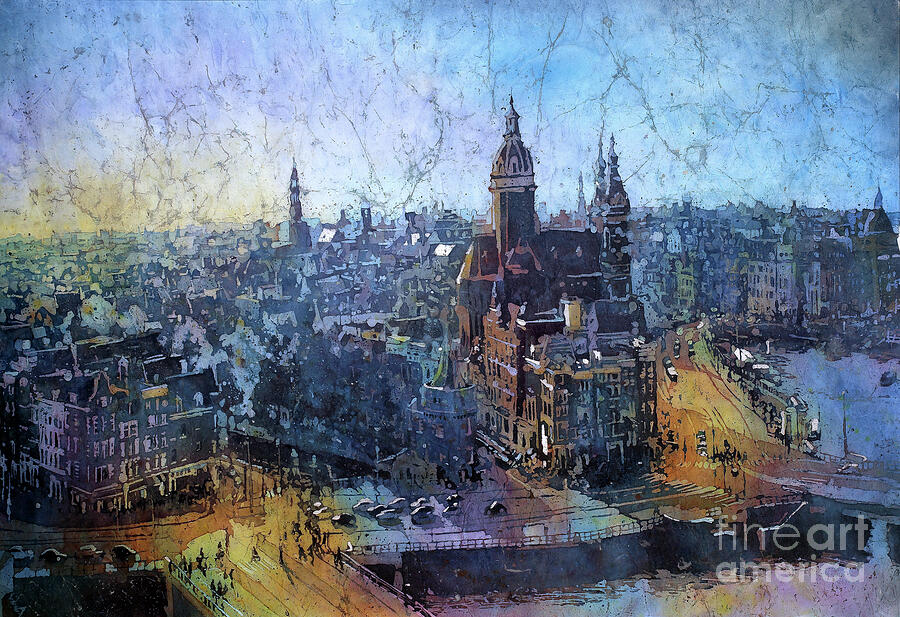 Amsterdam Skyline Painting by Ryan Fox