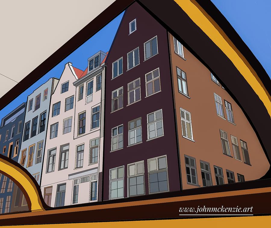 Amsterdam Street from canal boat Digital Art by John Mckenzie