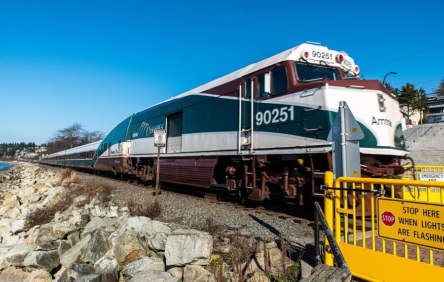 Amtrak Passing White Rock Photograph by Tom Cochran