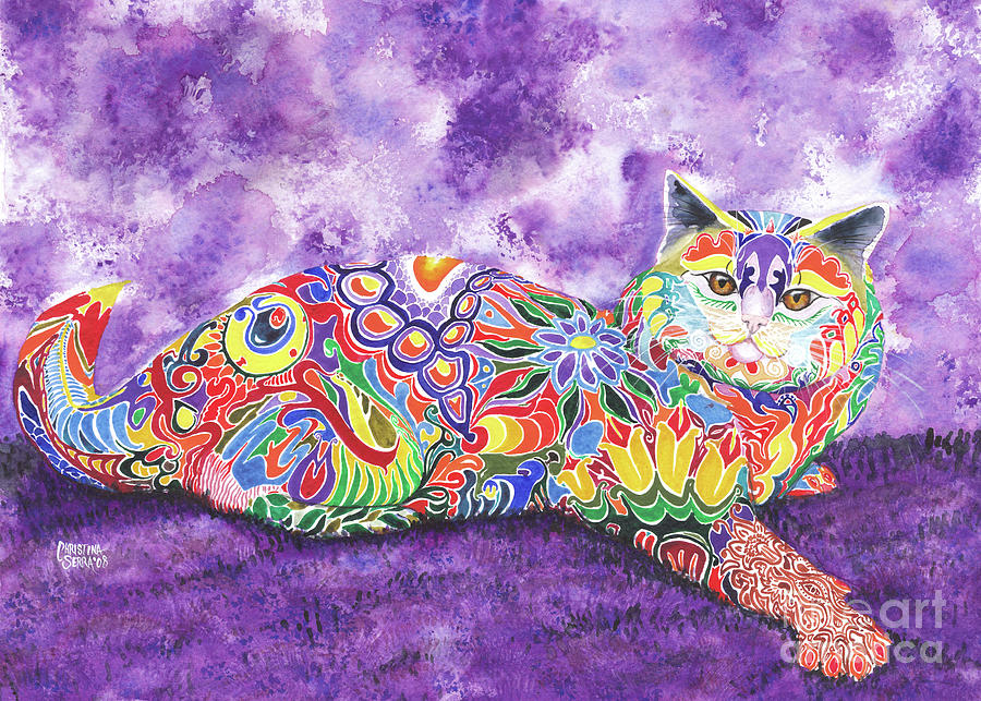 Amusement Cat Painting by Christina Serra