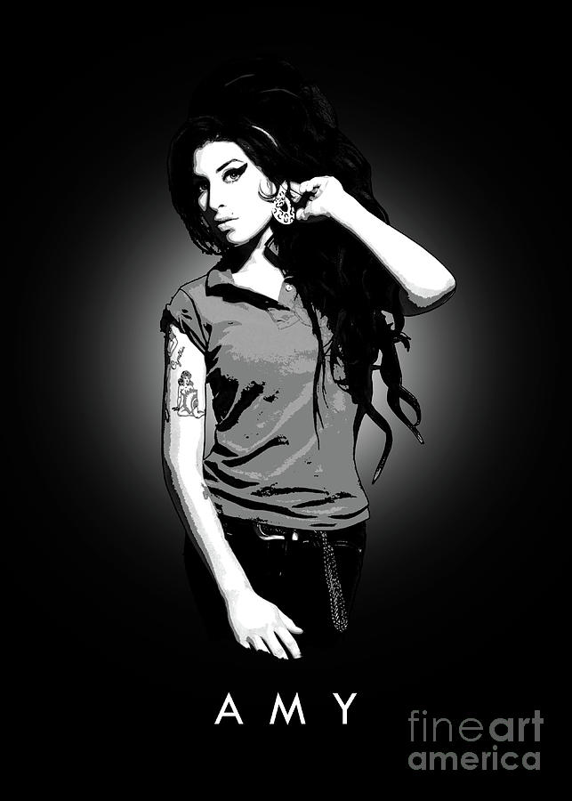 amy winehouse black and white drawing