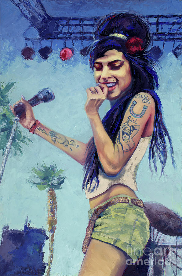 Amy Winehouse Coachella Festival, 2017 Painting by PJ Kirk
