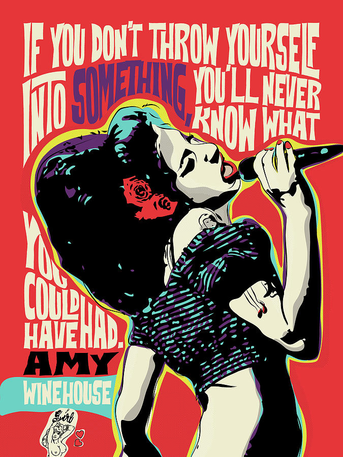 Amy Winehouse Digital Art - Amy Winehouse, Pop Art Quote Portrait, Ratio 3 4, inspirational quotes, celebrities by BONB Creative