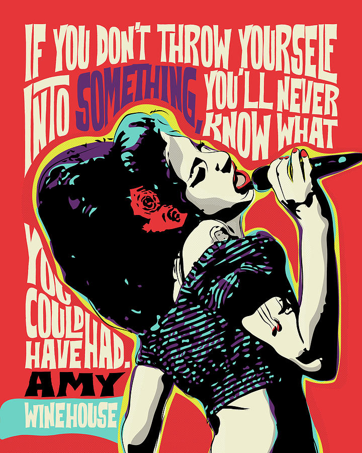 Amy Winehouse Digital Art - Amy Winehouse, Pop Art Quote Portrait, Ratio 4 5, inspirational quotes, celebrities by BONB Creative