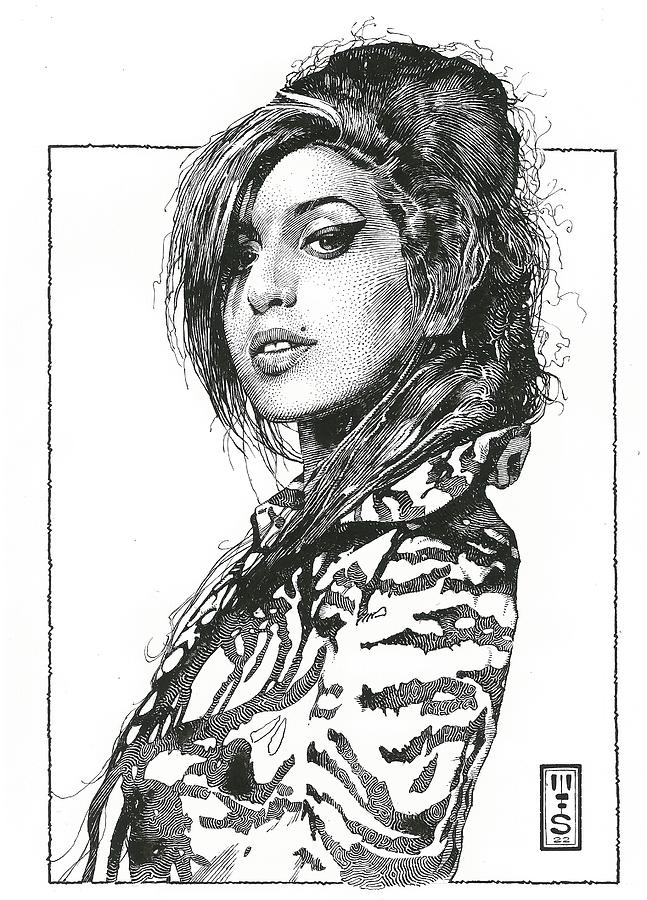 Amy Winehouse Portrait Drawing by Murray Smoker | Fine Art America