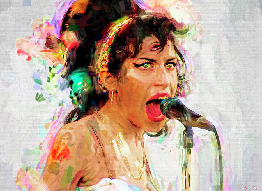 Amy Winehouse Singer Songwriter Mixed Media by Mal Bray