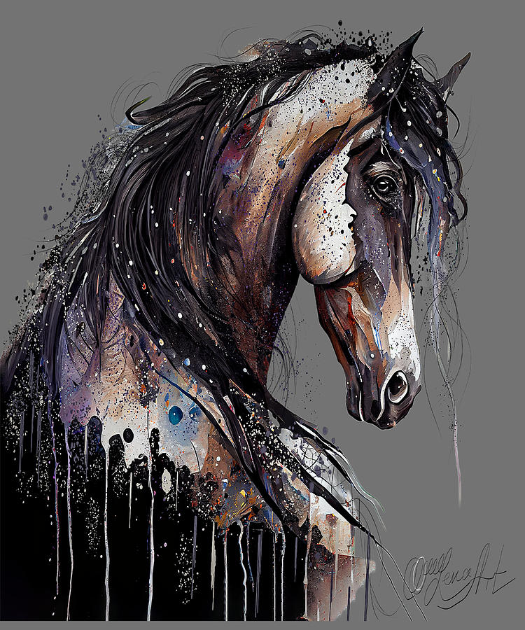 The Mustang, a spiritual animal.  Digital Art by Lena Owens - OLena Art Vibrant Palette Knife and Graphic Design