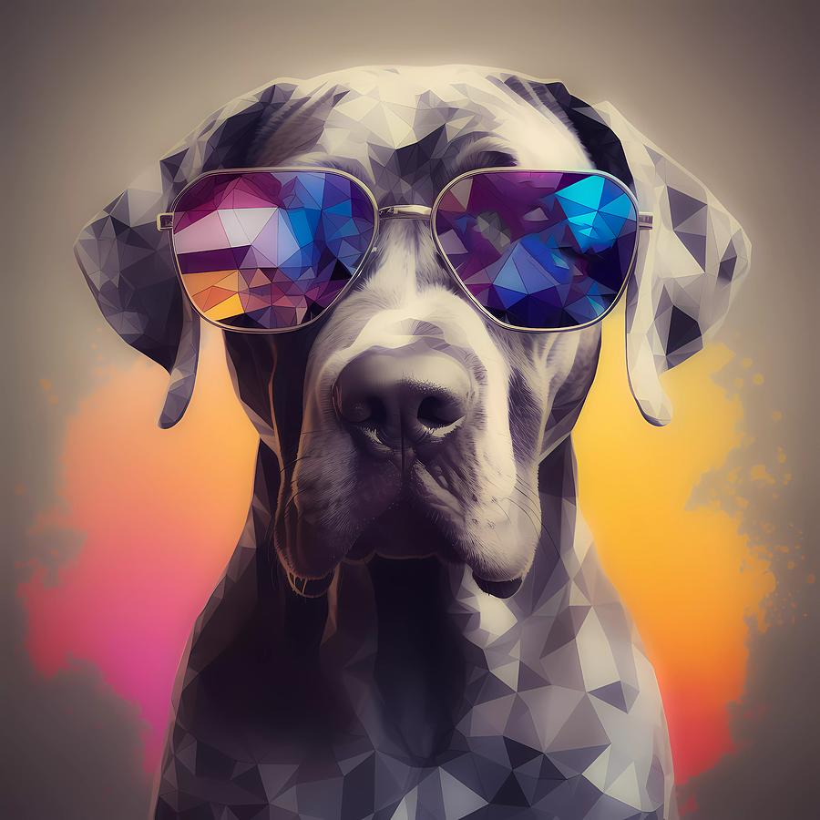 An abstract portrait of a great Dane dog in sunglasses No 4 Digital Art by Andre Petrov An abstract portrait of a great Dane dog in sunglasses No 4 Digital Art by Andre Petrov